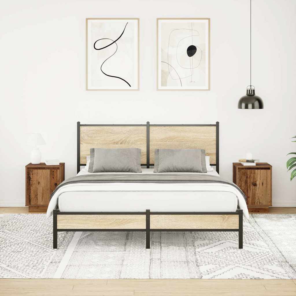 Mesillas De Noche Con Luces Led 2 Uds Madera Vieja 38x34x50 Cm_2