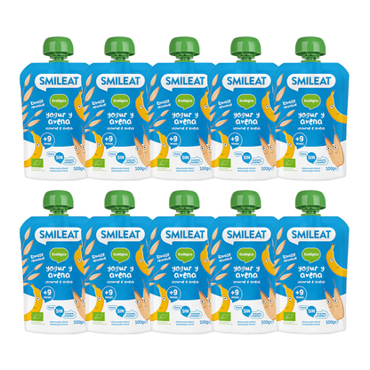 Pack 10 uds Pouches Yogur y Avena ECO Smileat 100g