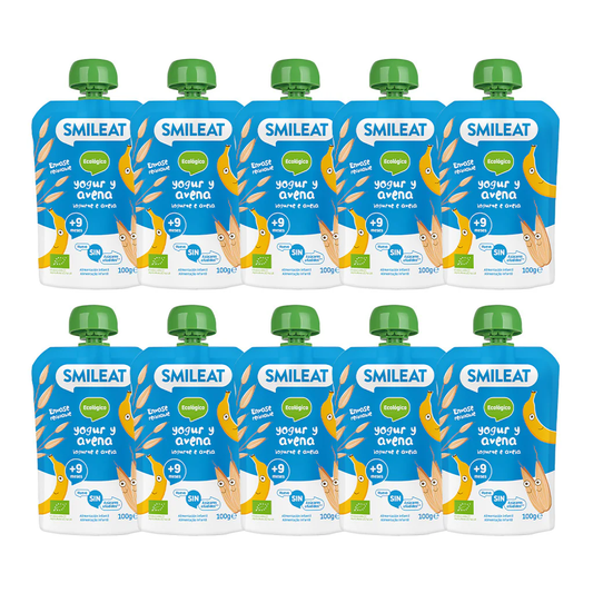 Pack 10 uds Pouches Yogur y Avena ECO Smileat 100g