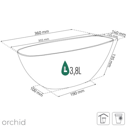 Maceta Coubi Orchid 3,8l., Dimensiones (mm) 360x150x132, Color Blanco_2