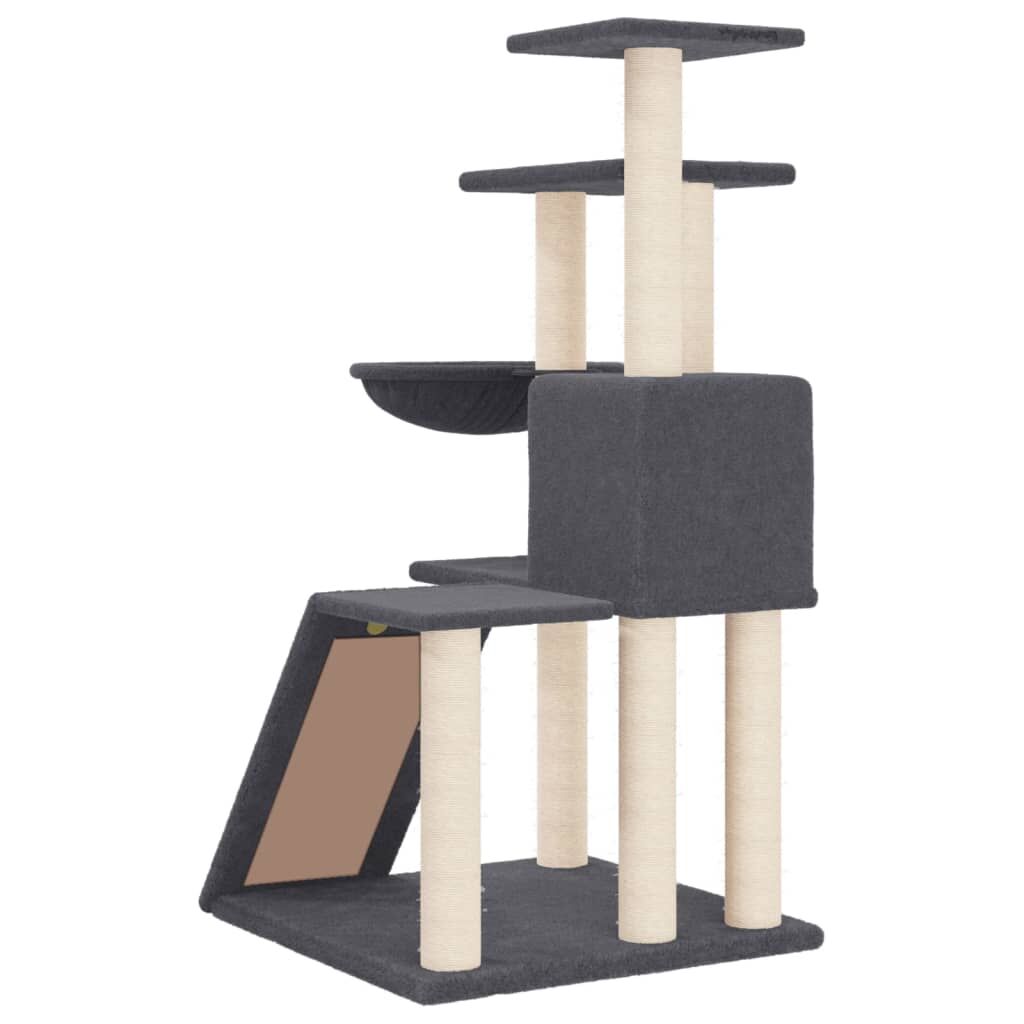 Vidaxl Rascador Para Gatos Con Postes De Sisal Gris Oscuro 94 Cm_4
