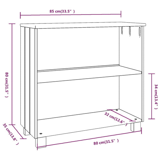Aparador Hamar Madera Maciza De Pino Blanca 85x35x80 Cm / Vetonek_0