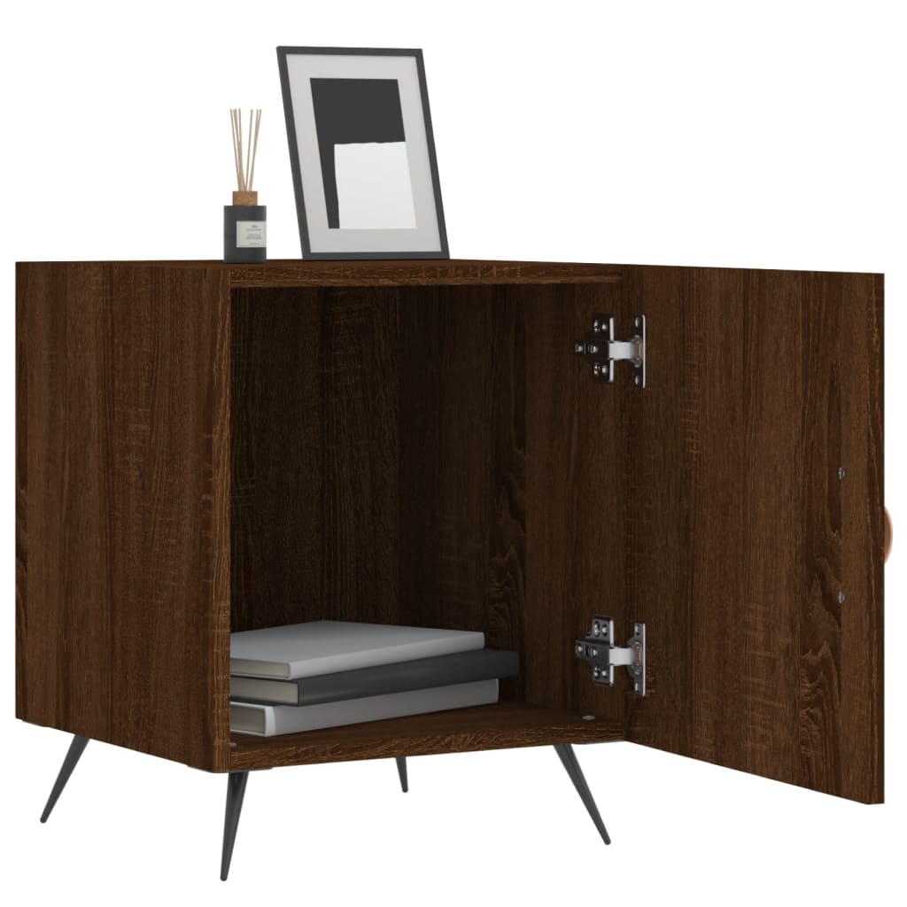 Mesitas Noche 2 Uds Madera Ingeniería Marrón Roble 40x40x50 Cm_1