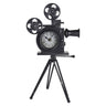 Well Home Reloj De Mesa Modelo Cámara De Peliculas En Metal Negro 29x22x53cm