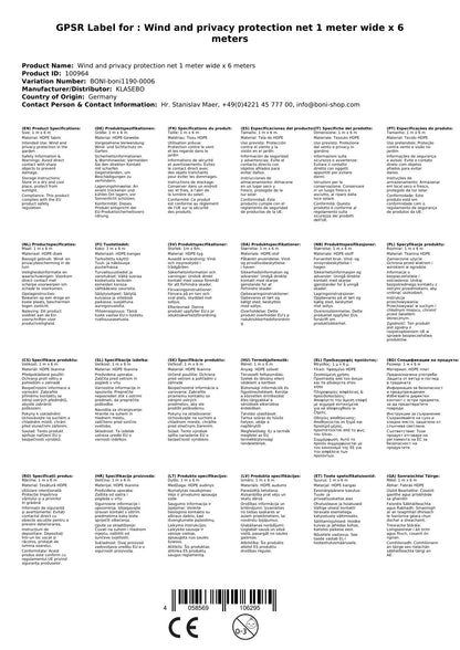 Malla Ocultación, Malla Sombreo 1m X 6m, Verde