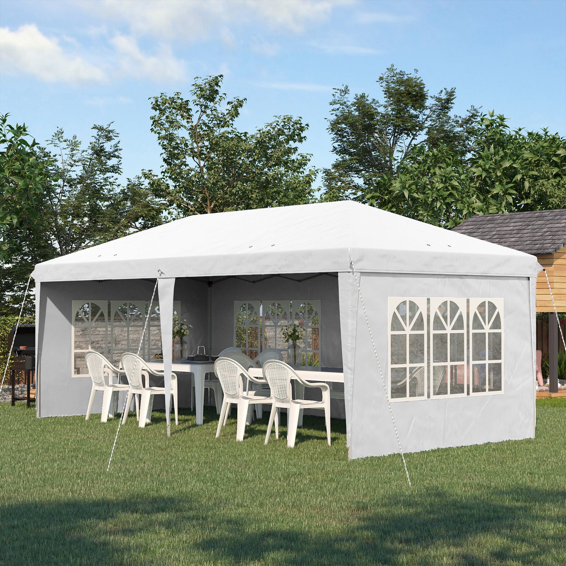 Outsunny Carpa Plegable 6x3 M Con 4 Laterales Desmontables 4 Ventanas_1