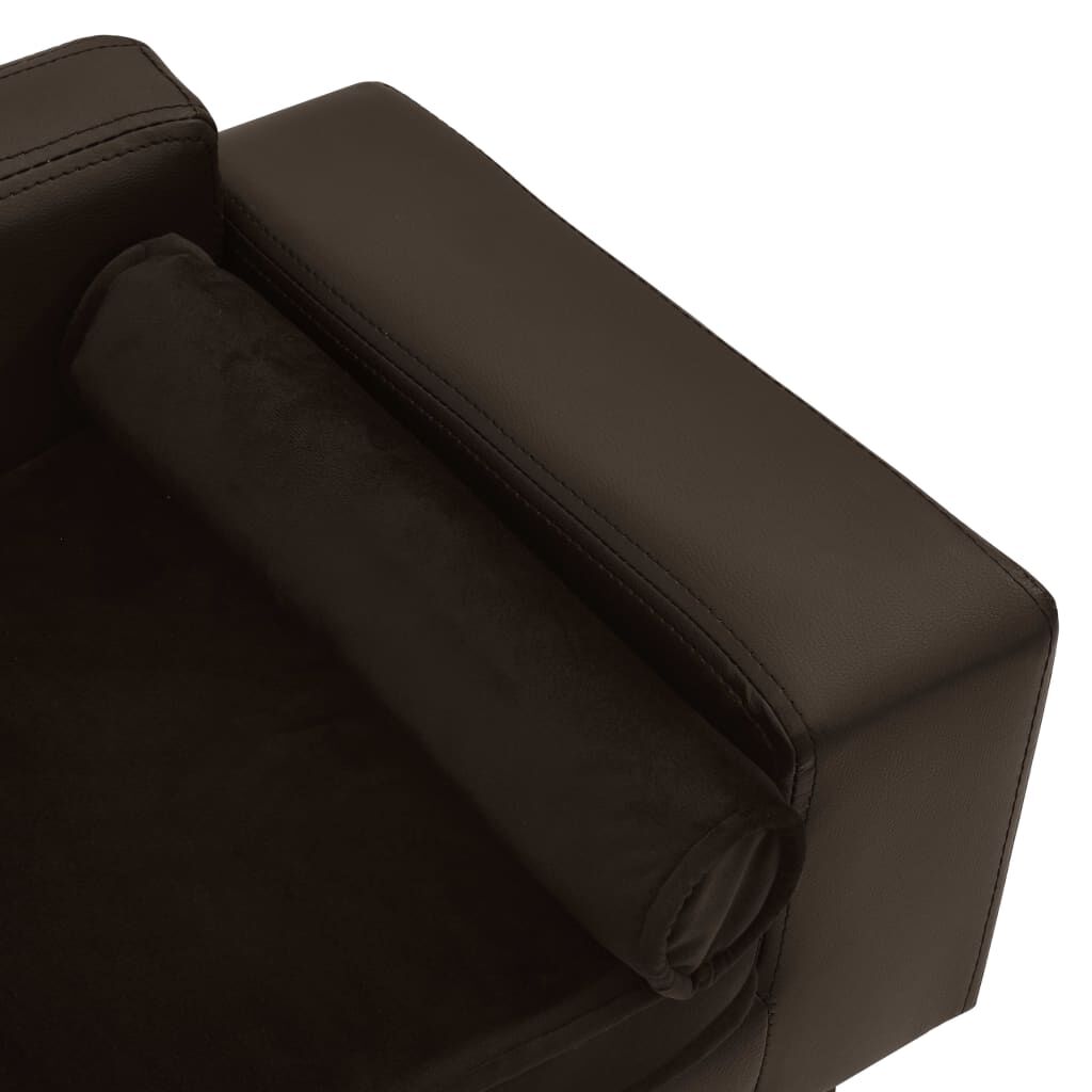 Vidaxl Sofá Para Perros Felpa Y Cuero Sintético Marrón 81x43x31 Cm_4