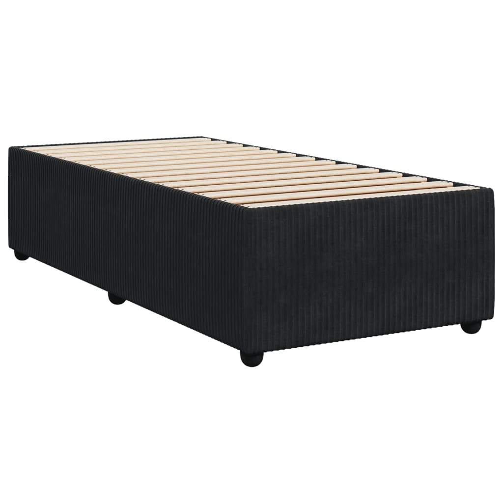 Cama Box Spring Con Colchón Terciopelo Negro 90x200 Cm / Vetonek_1