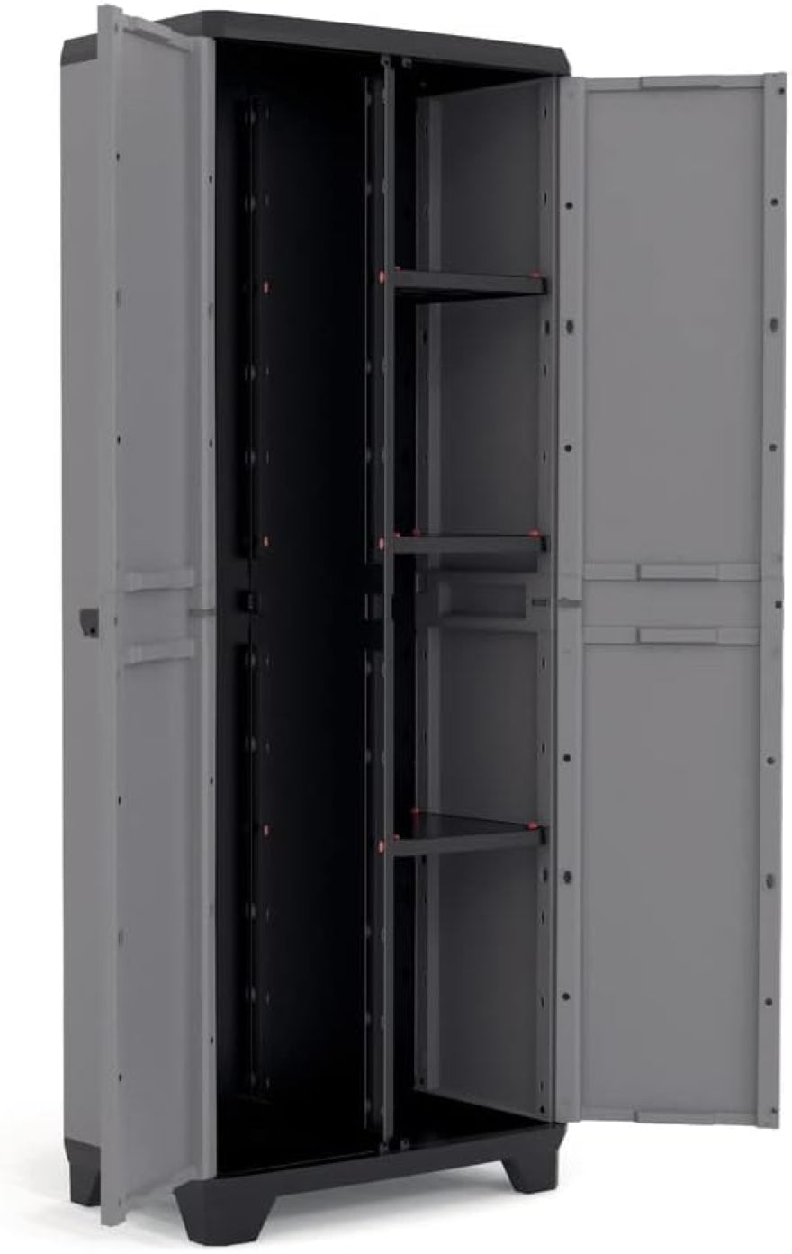 Keter Armario Stilo Escobero, Resina, 2 Puertas, 3 Baldas, 173x68x39 Cm._2