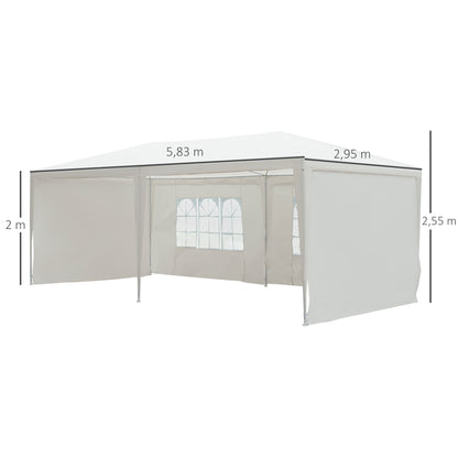 Outsunny Carpa Jardín 6x3x2,5 M Con 4 Paredes Laterales 2 Ventanas Blanco_2