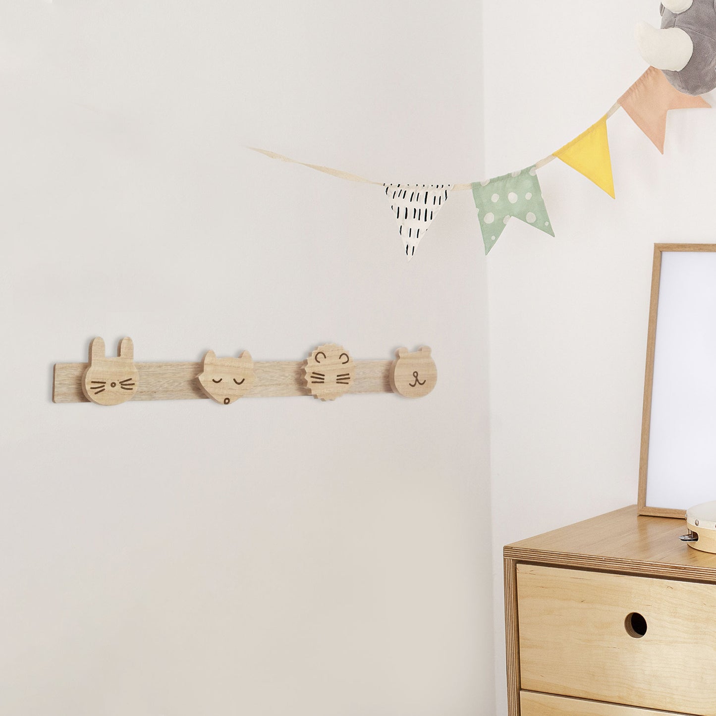 Well Home Perchero Infantil wild En Madera 5 Ganchos