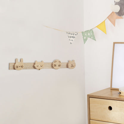 Well Home Perchero Infantil wild En Madera 5 Ganchos