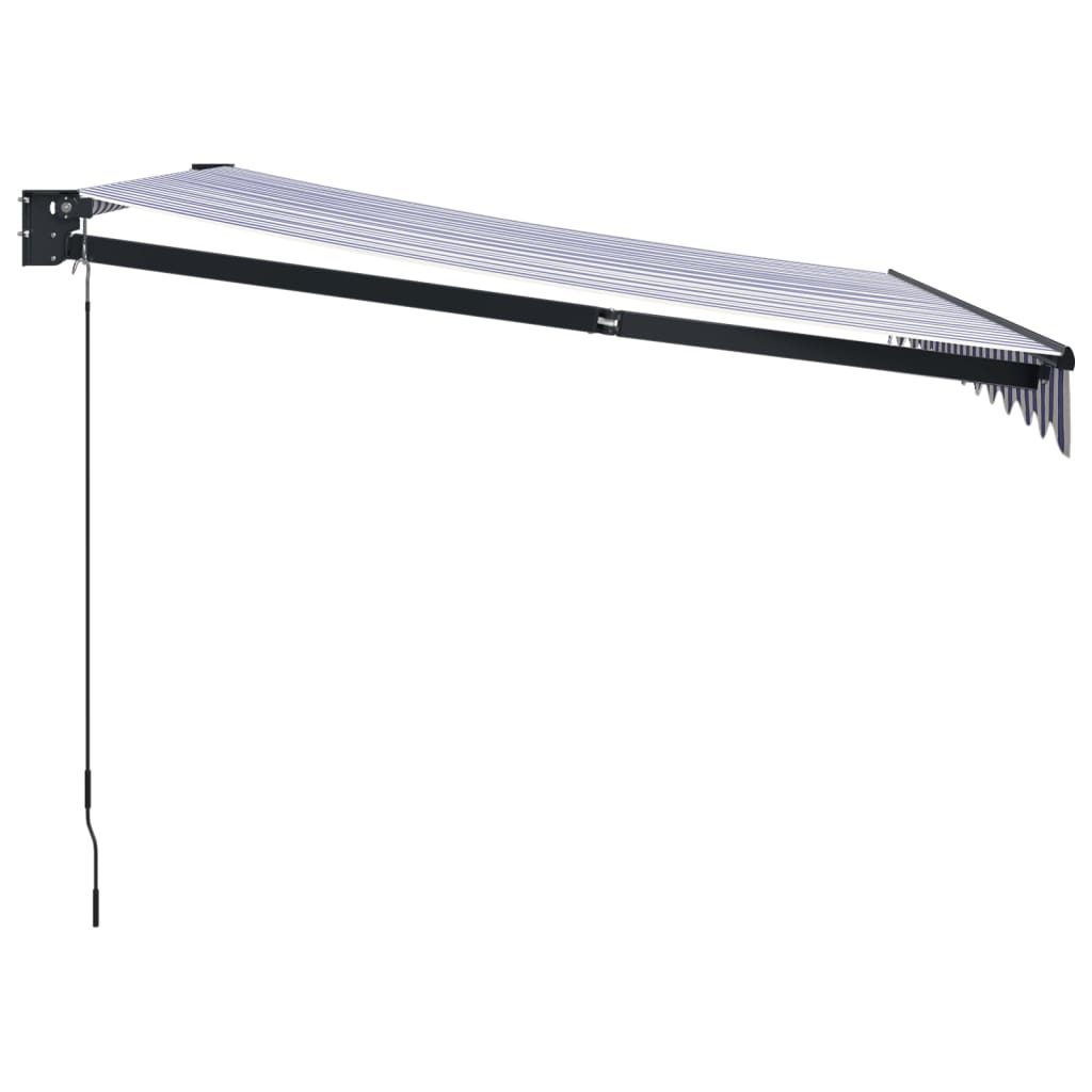 Toldo Retráctil Aluminio Y Tela Azul Y Blanco 3,5x2,5 M_3
