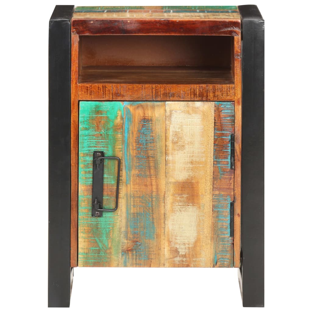 Mesita De Noche De Madera Maciza Reciclada 40x35x55 Cm_0
