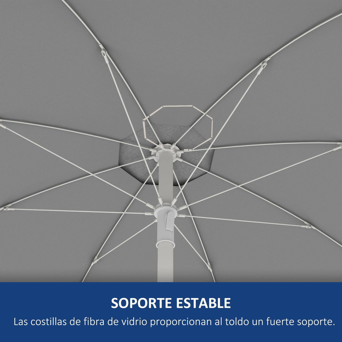 Outsunny Sombrilla De Playa Ø175x205 Cm Con 2 Portavasos Apertura Manual Azul_5