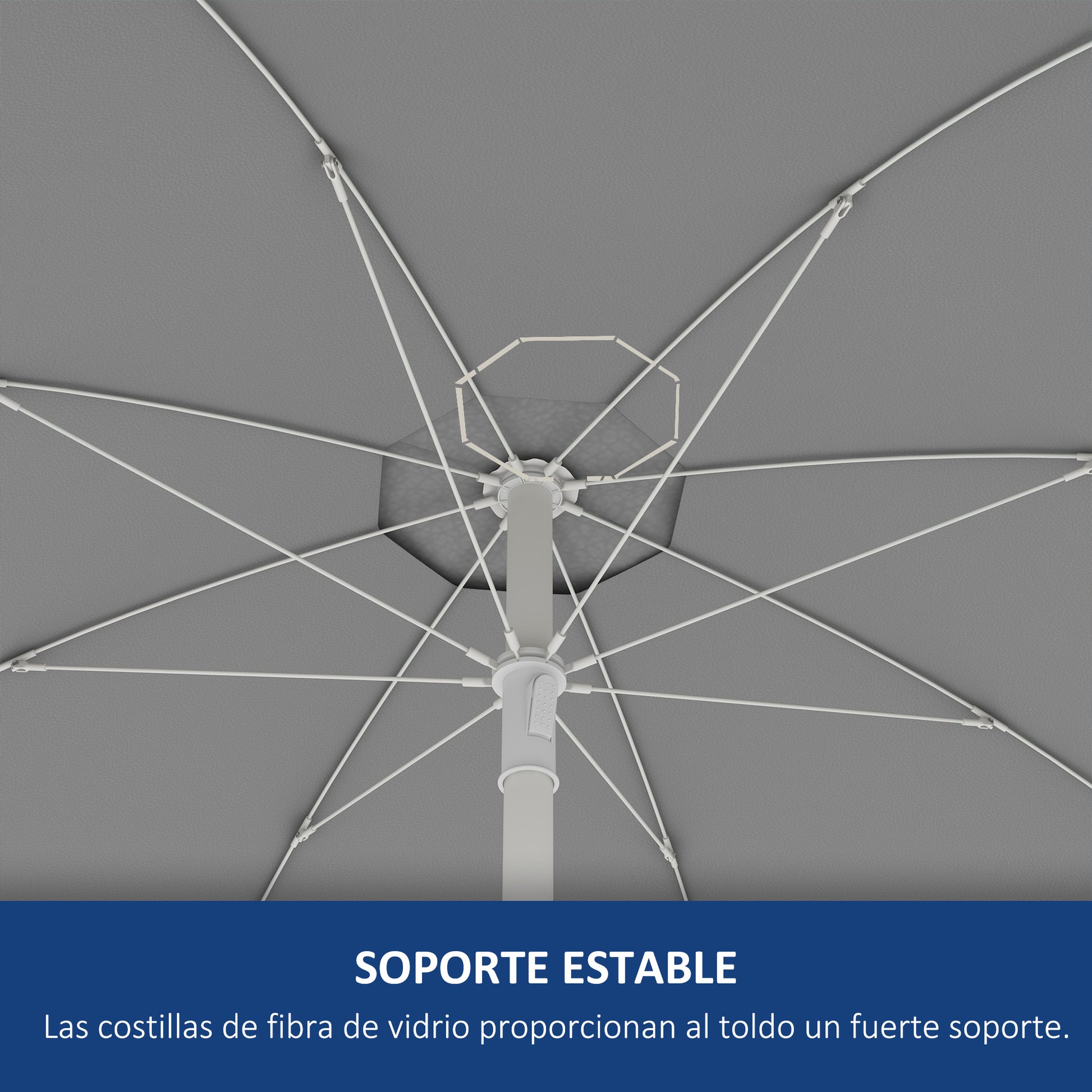 Outsunny Sombrilla De Playa Ø175x205 Cm Con 2 Portavasos Apertura Manual Azul_5