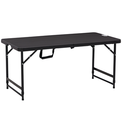 Outsunny Mesa De Jardín Plegable Con Altura Ajustable 118x60x56-74cm Gris Oscuro_0