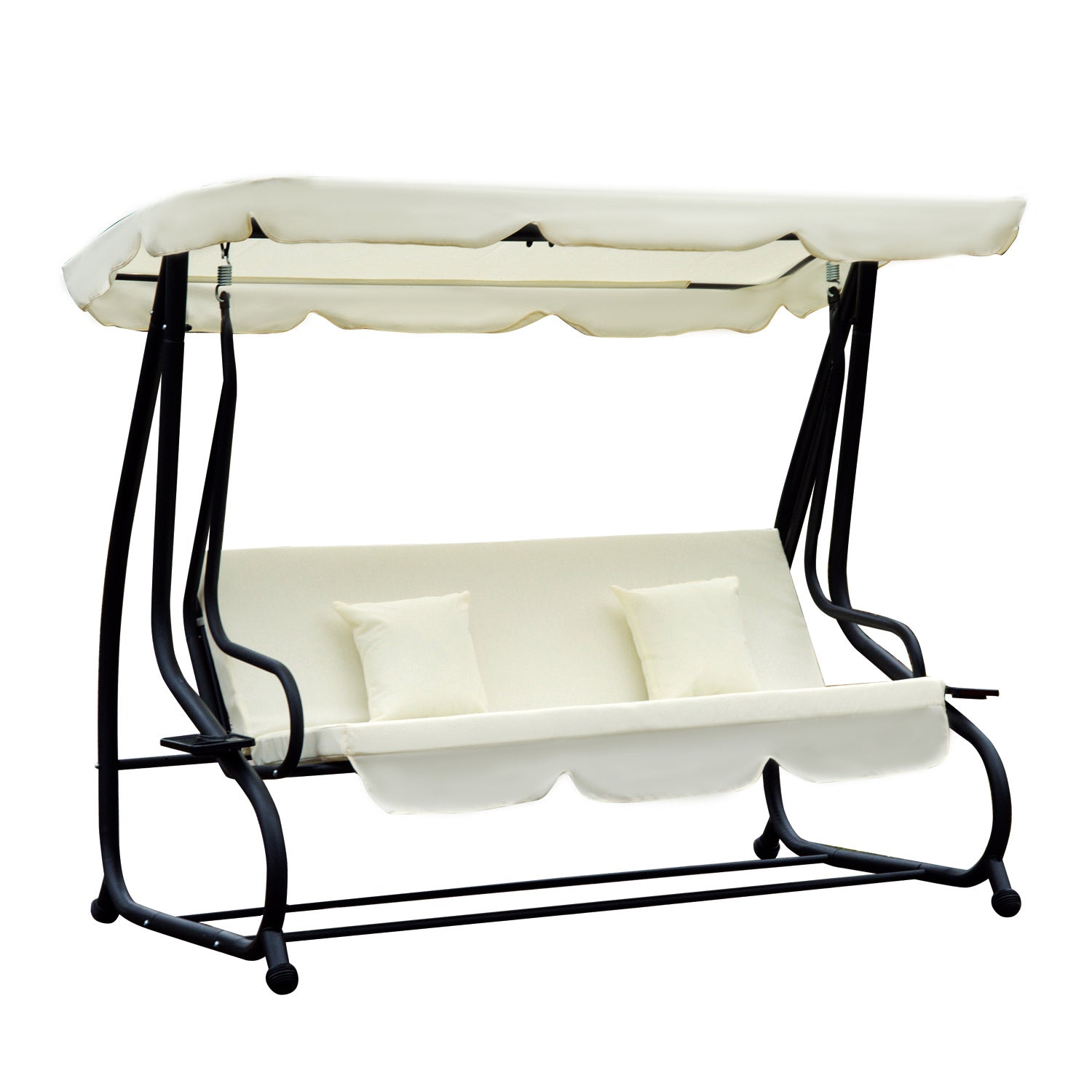 Outsunny Columpio Balancín Jardín Convertible En Cama Techo Ajustable Beige_0