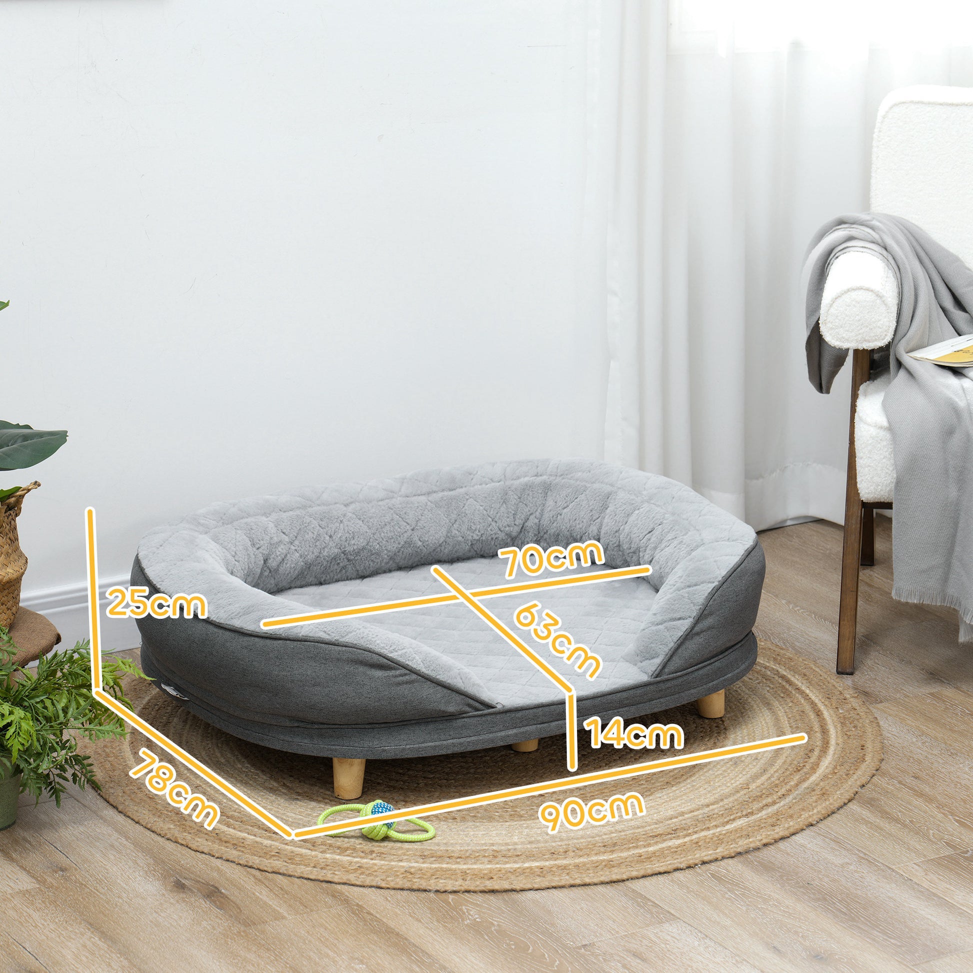 Pawhut Sofá Para Perros Medianos Y Grandes Con Parte Superior Desmontable Gris_2