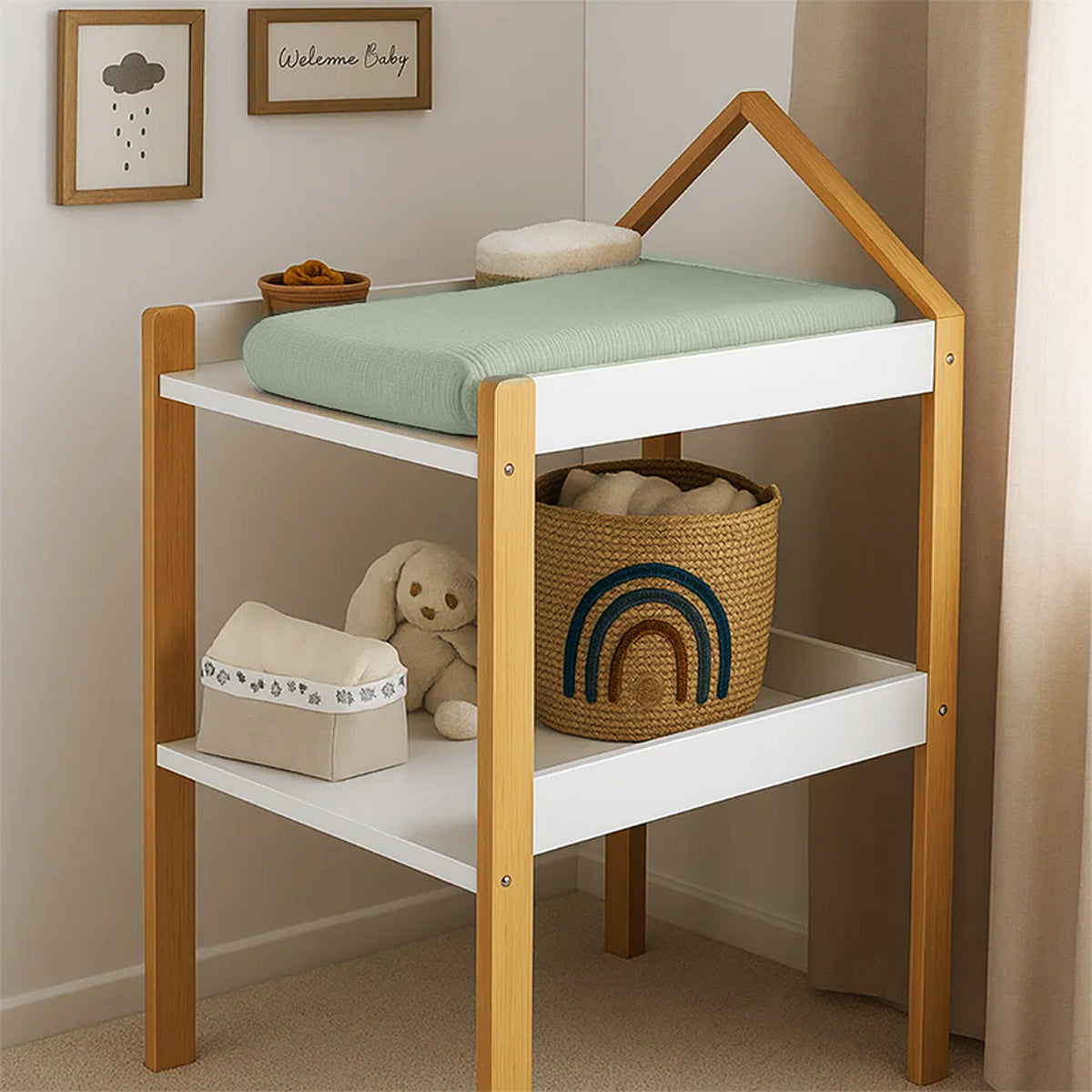 Funda De Colchón Para Cambiador En Algodón Bio Verde_3