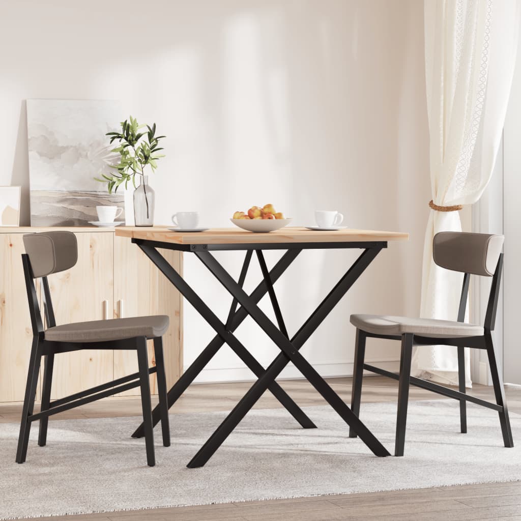 Mesa De Comedor Marco X Madera Maciza Pino Y Acero 80x80x75,5cm_1