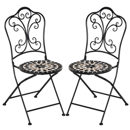 Outsunny Set De 2 Sillas De Jardín Plegables Con Mosaico Cerámico 40x50x92 Cm_0