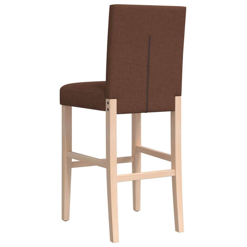 Taburetes Altos 2 Uds Madera Maciza De Caucho Y Tela_5