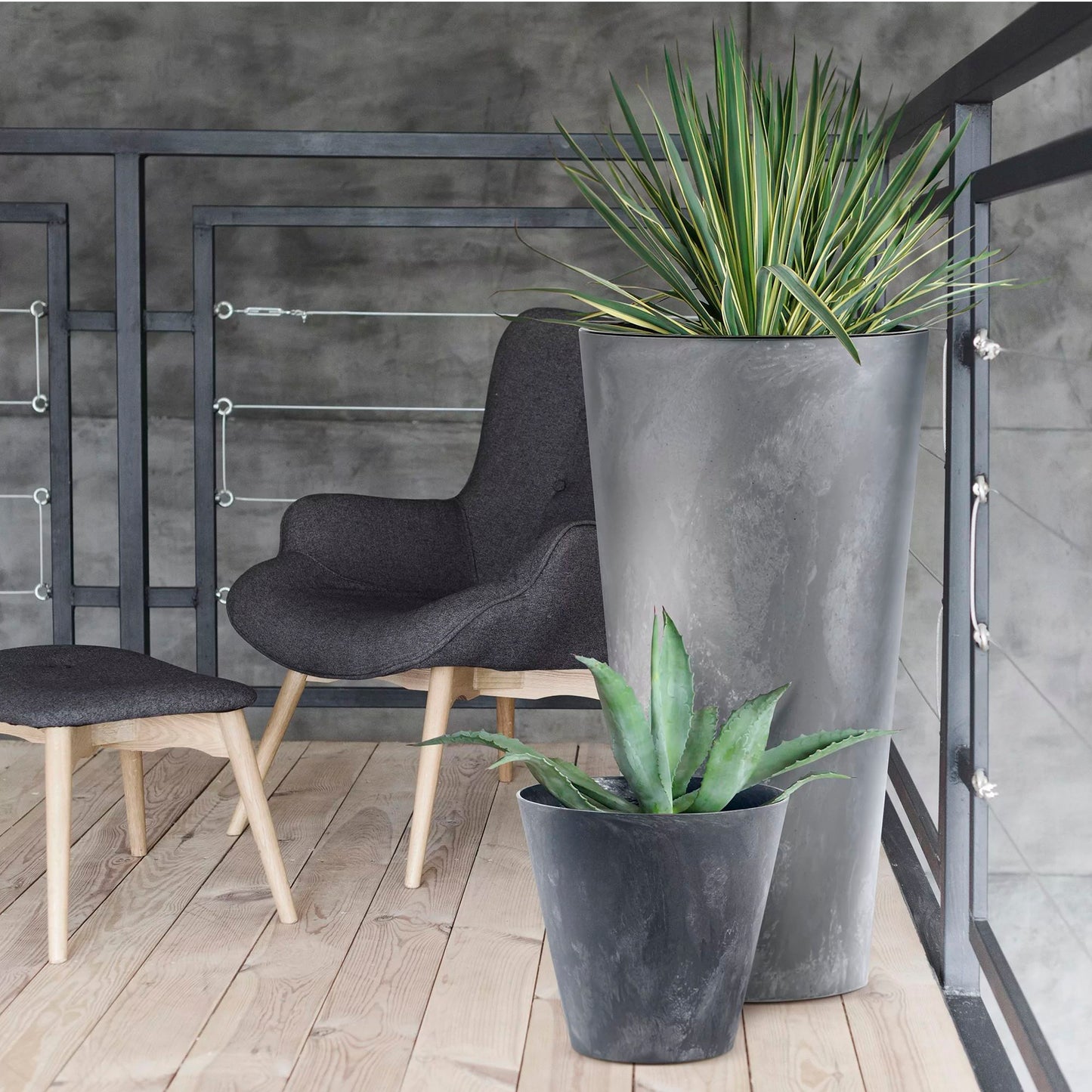 Maceta Tubus Beton Effect 12l., Dimensiones (mm) 300x300x280, Color Marengo_4