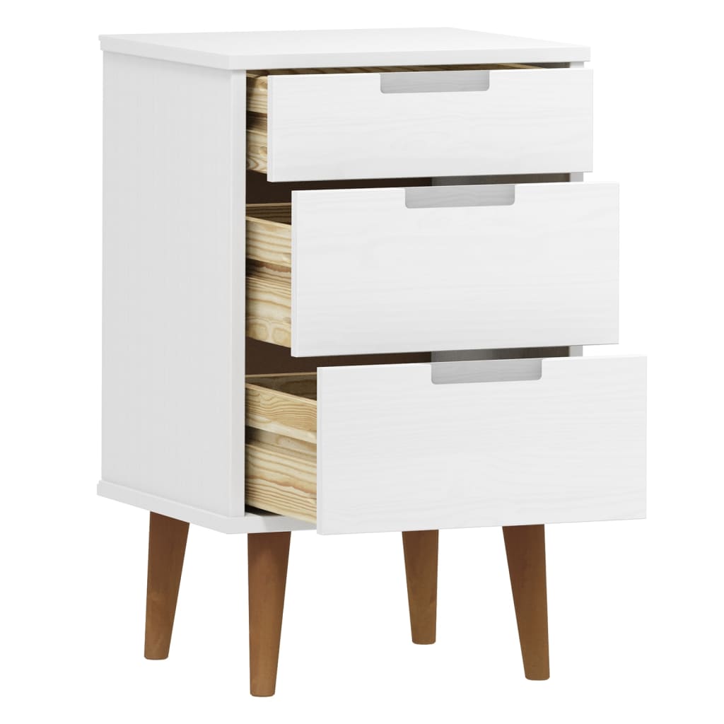 Mesita De Noche Molde Madera Maciza De Pino Blanca 40x35x65 Cm_3