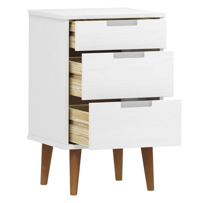 Mesita De Noche Molde Madera Maciza De Pino Blanca 40x35x65 Cm_3