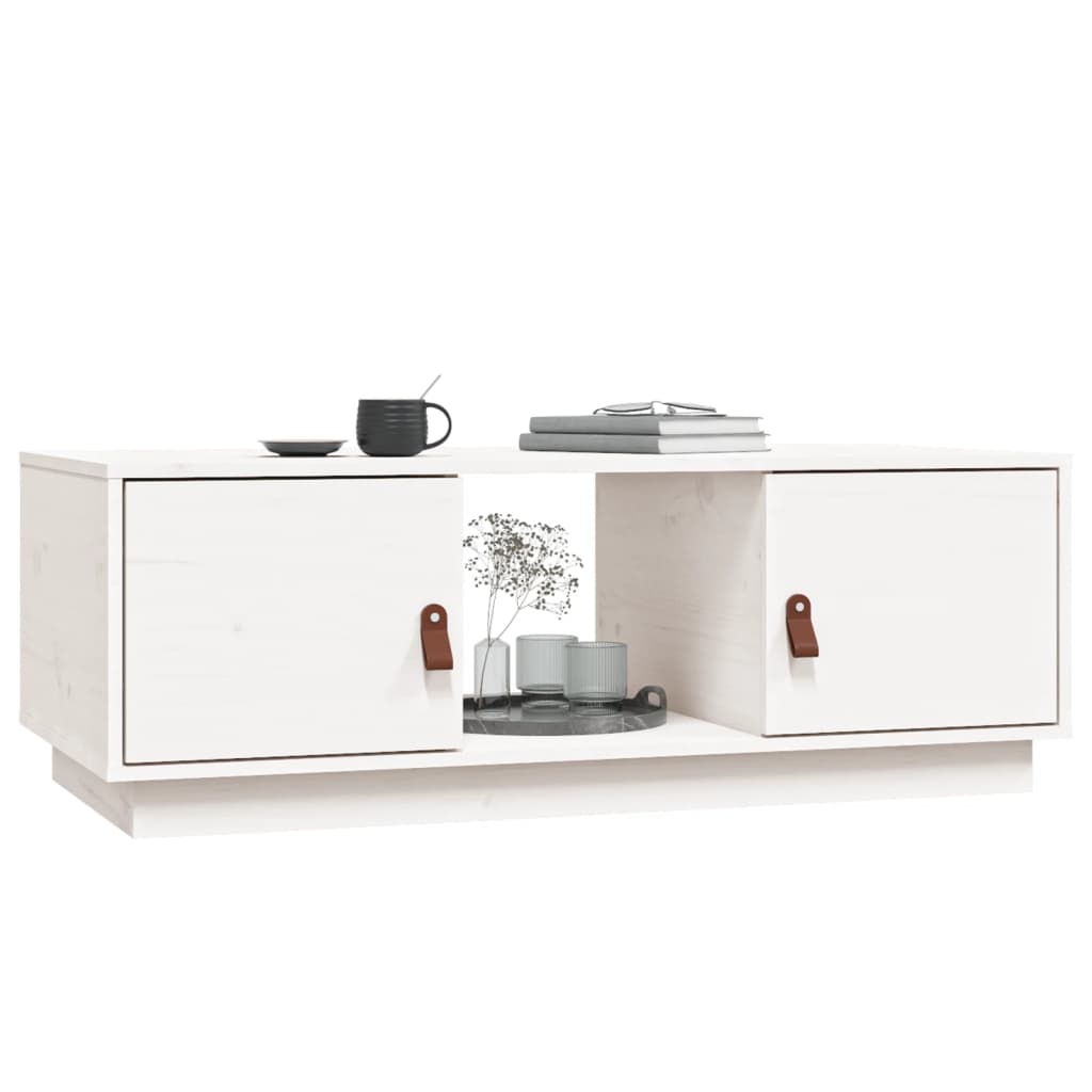 Mesa De Centro De Madera Maciza De Pino Blanco 100x50x35 Cm_2