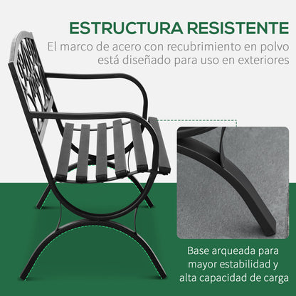 Outsunny Banco De Jardín Terraza 2 Plazas Con Reposabrazos Vintage 128x58,5x85cm_4