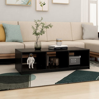 Mesa De Centro De Madera Maciza De Pino Negro 110x50x34 Cm_1