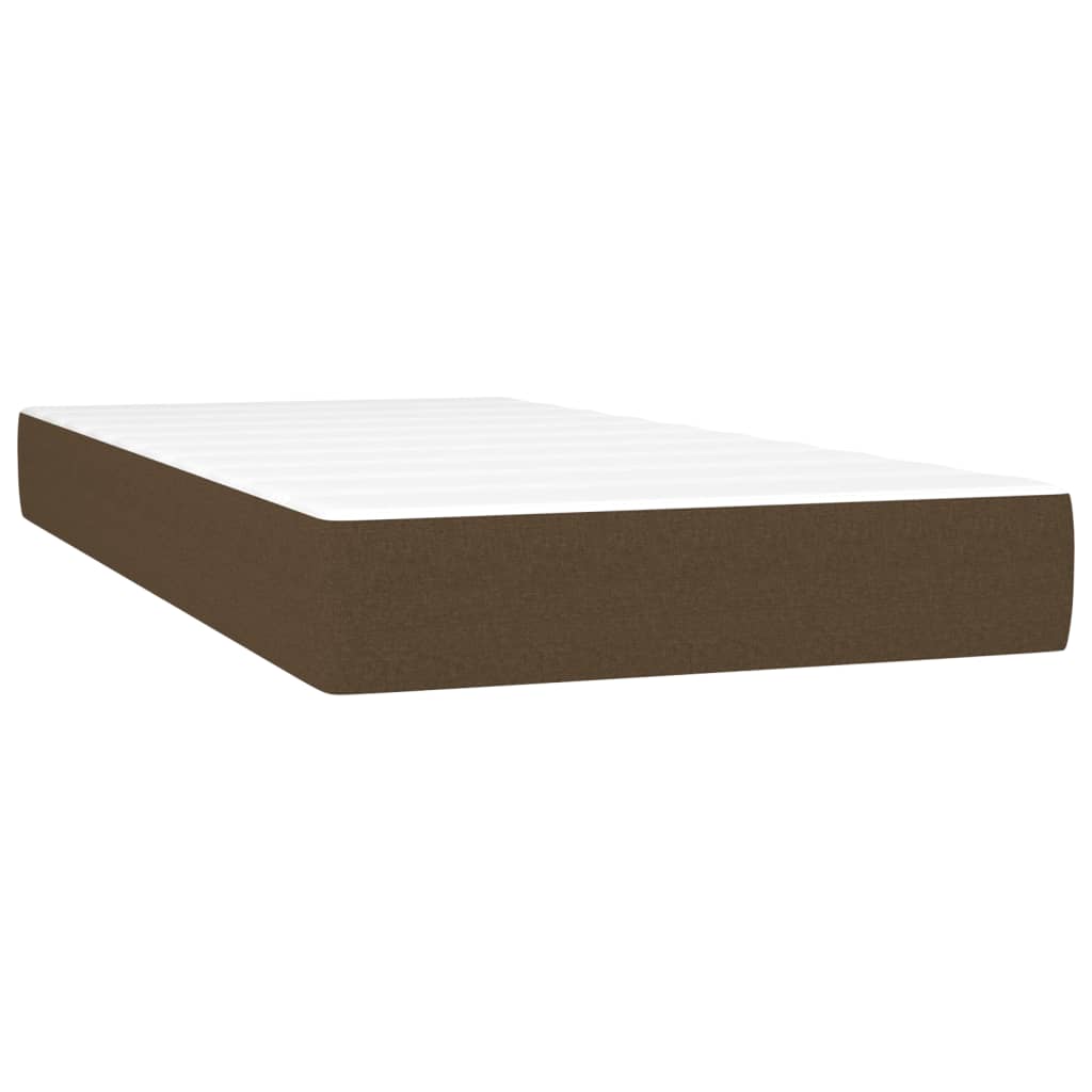 Cama Box Spring Colchón Y Luces Led Tela Marrón Oscuro 90x200cm / Vetonek_4