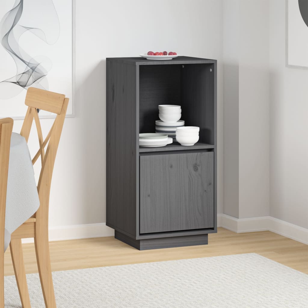 Aparador De Madera Maciza De Pino Gris 38x35x80 Cm / Vetonek_1