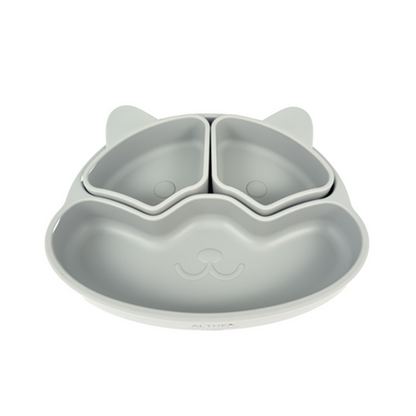 Plato Con Divisiones Extraíbles Y Forma De Perrito - Gris Perla._0