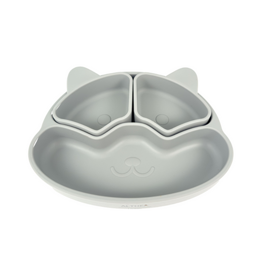 Plato Con Divisiones Extraíbles Y Forma De Perrito - Gris Perla._0