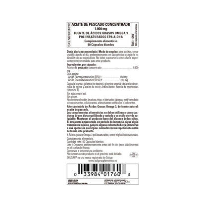 Aceite de pescado concentrado Solgar 60 cápsulas