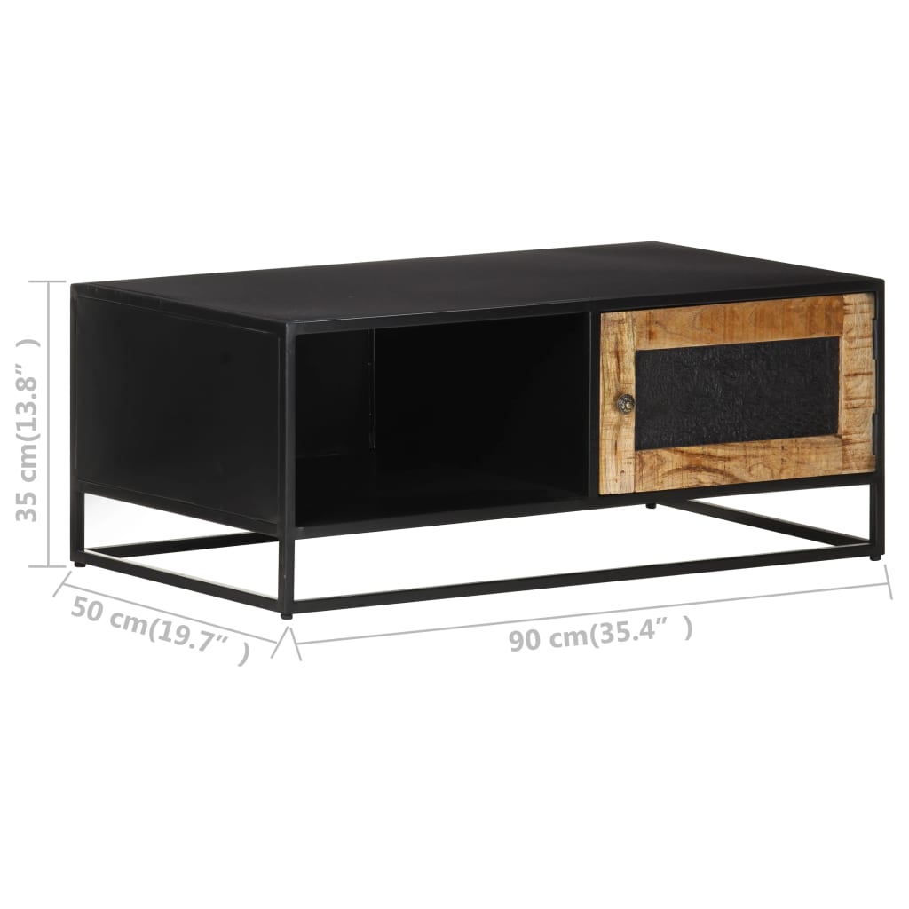 Mesa De Centro Madera De Mango Rugosa 90x50x35 Cm_4