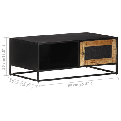 Mesa De Centro Madera De Mango Rugosa 90x50x35 Cm_4