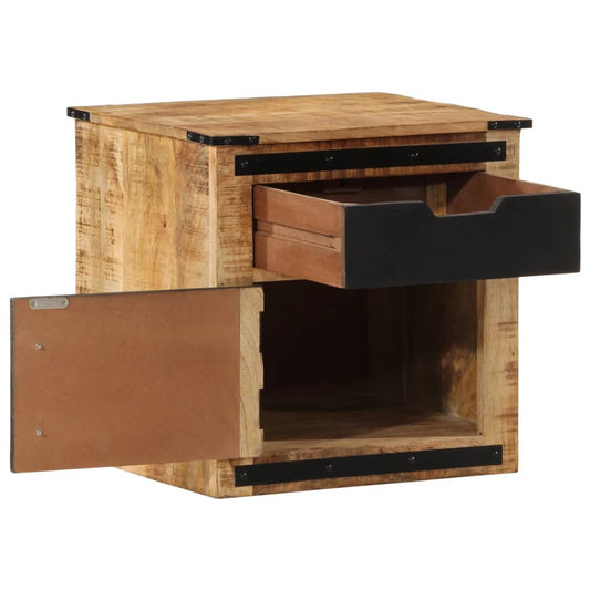 Mesita De Noche Madera Maciza De Mango 40x40x45 Cm_0