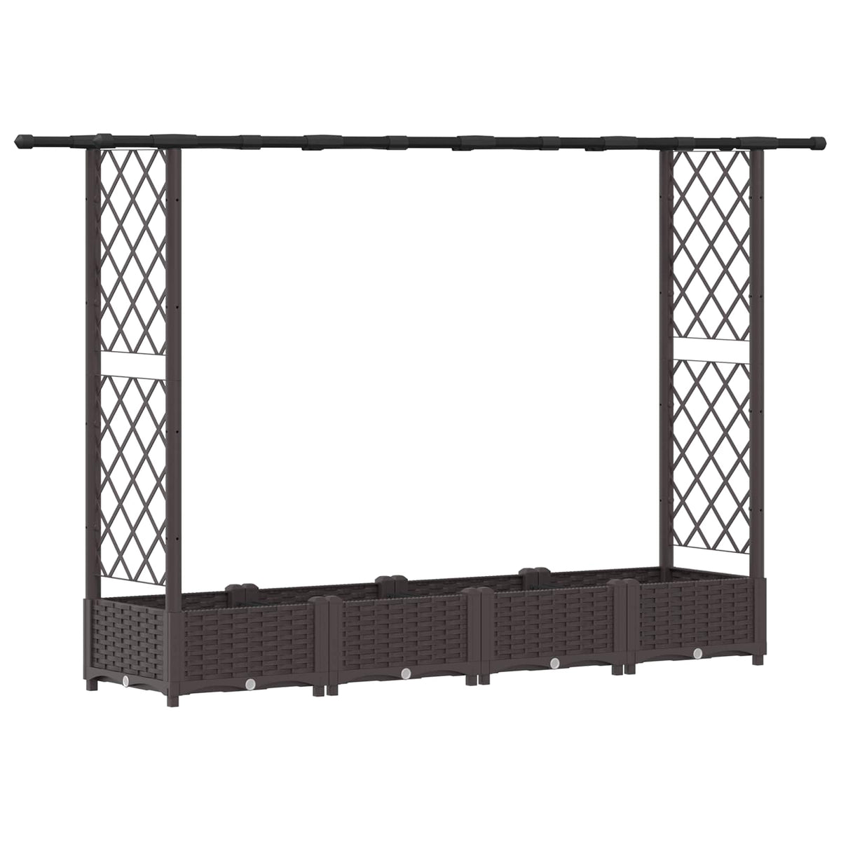 Cama Elevada Con Trellis Y Techo Marrón 203 X 40 X 121 Cm Pp_0