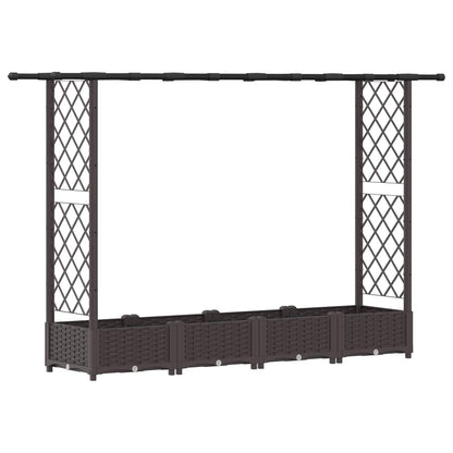 Cama Elevada Con Trellis Y Techo Marrón 203 X 40 X 121 Cm Pp_0