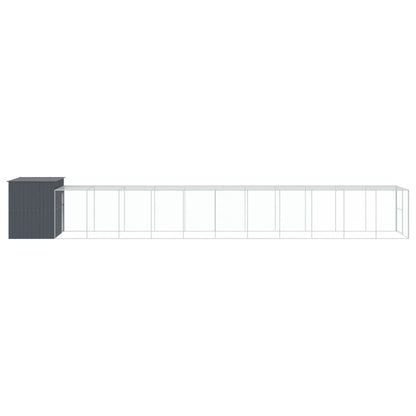 Vidaxl Caseta Perros Con Corral Acero Galvanizado Gris 214x1273x181 Cm_3
