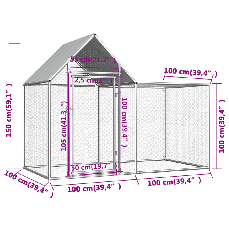 Vidaxl Gallinero Acero Galvanizado 2x1x1,5 M_5