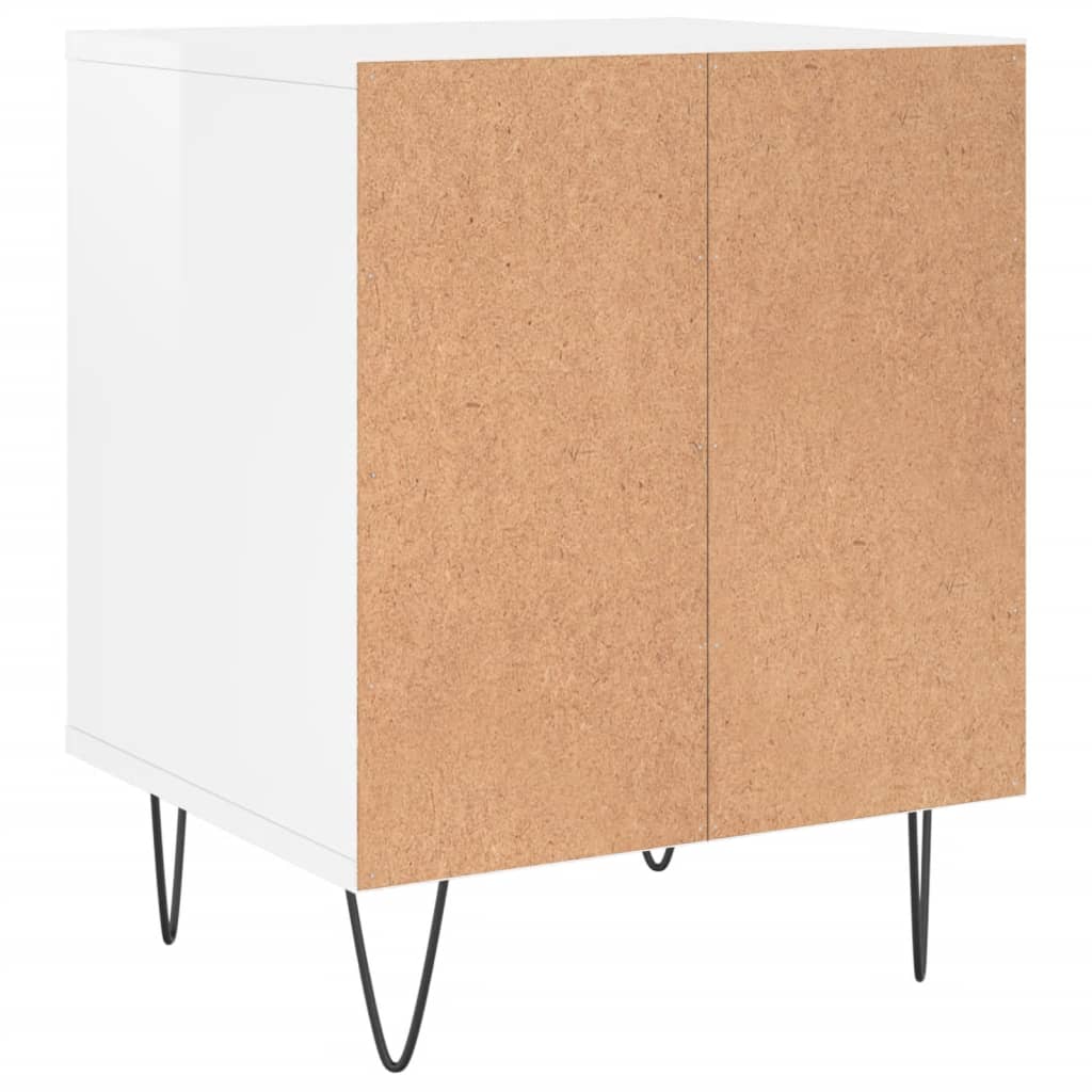 Mesita De Noche Madera De Ingeniería Blanco Brillo 40x35x50 Cm_4