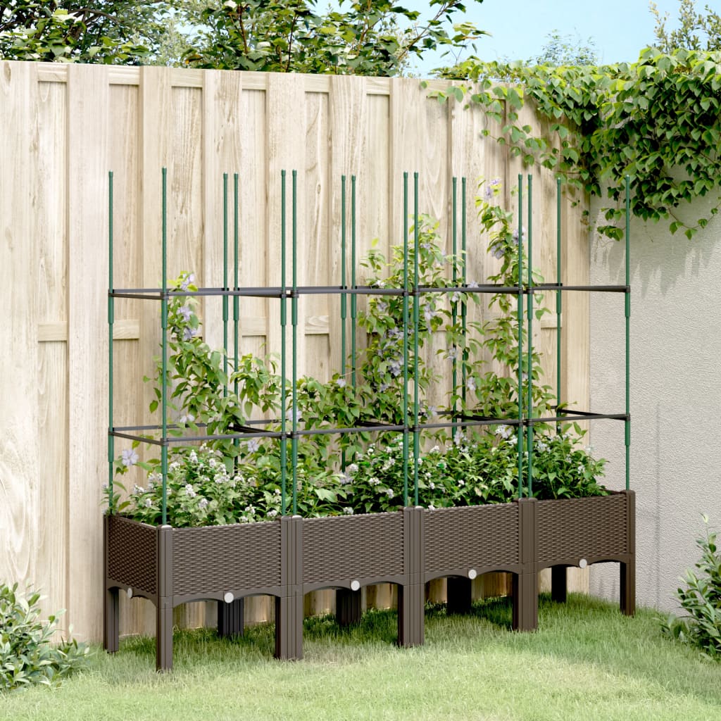 Jardinera Con Enrejado Pp Marrón 160x40x142,5 Cm_1