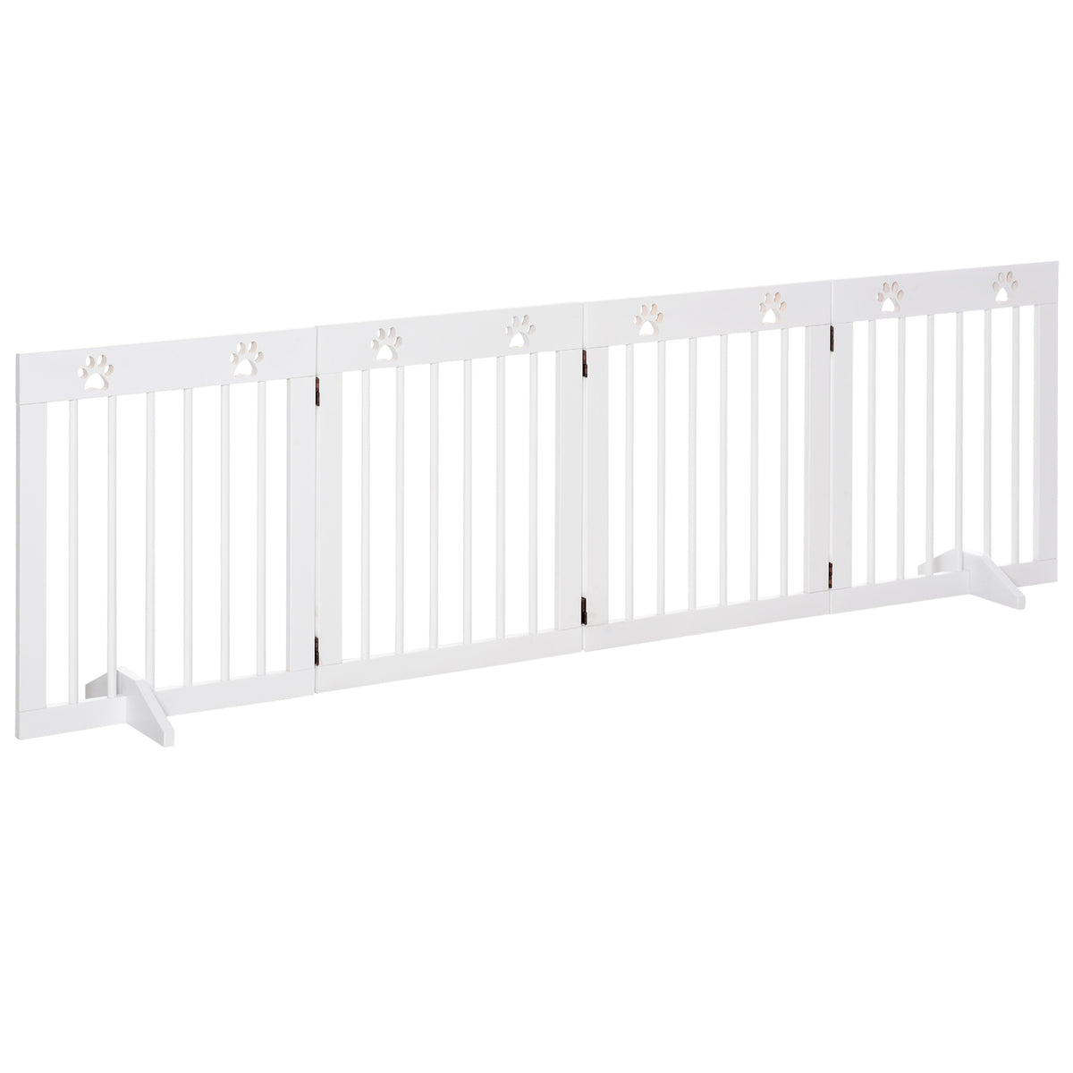 Pawhut Barrera De Seguridad Plegable Para Perros 4 Paneles 204x30x61cm Blanco_0