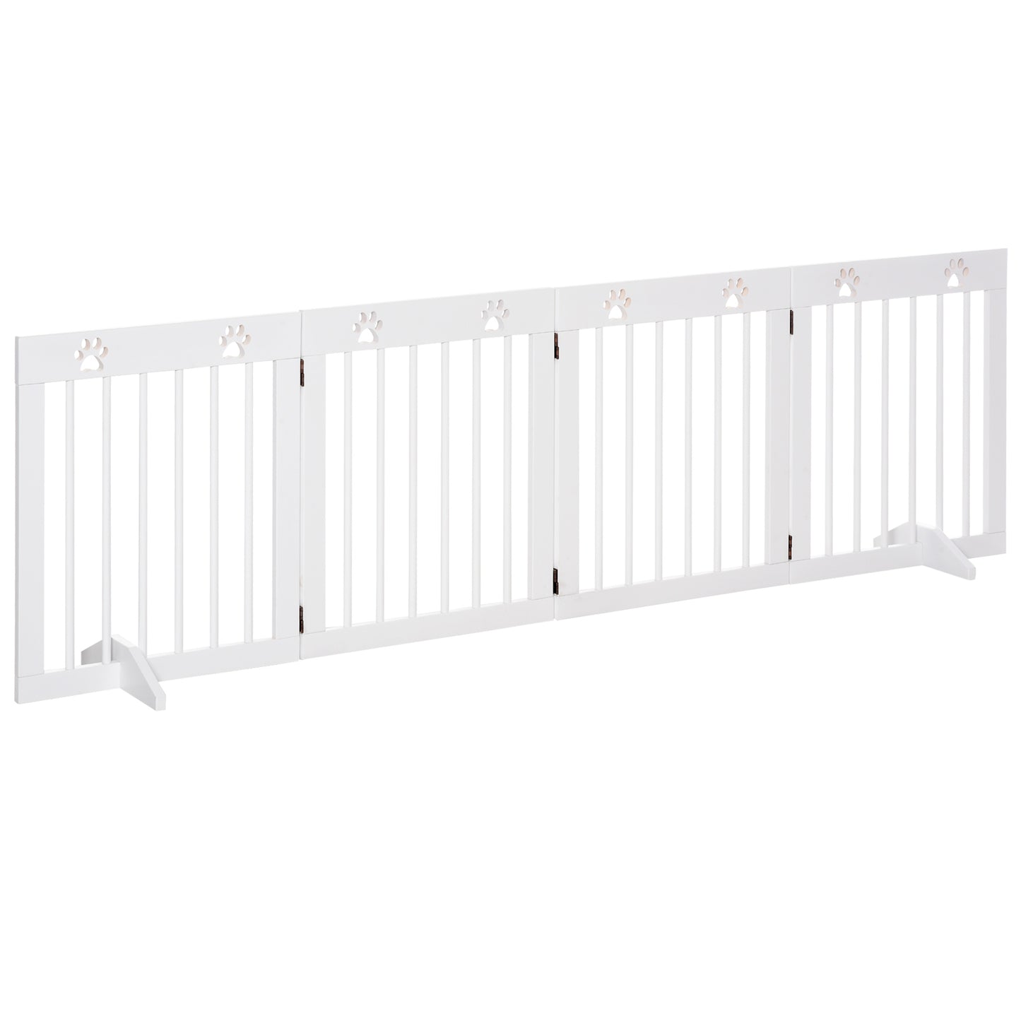 Pawhut Barrera De Seguridad Plegable Para Perros 4 Paneles 204x30x61cm Blanco_0