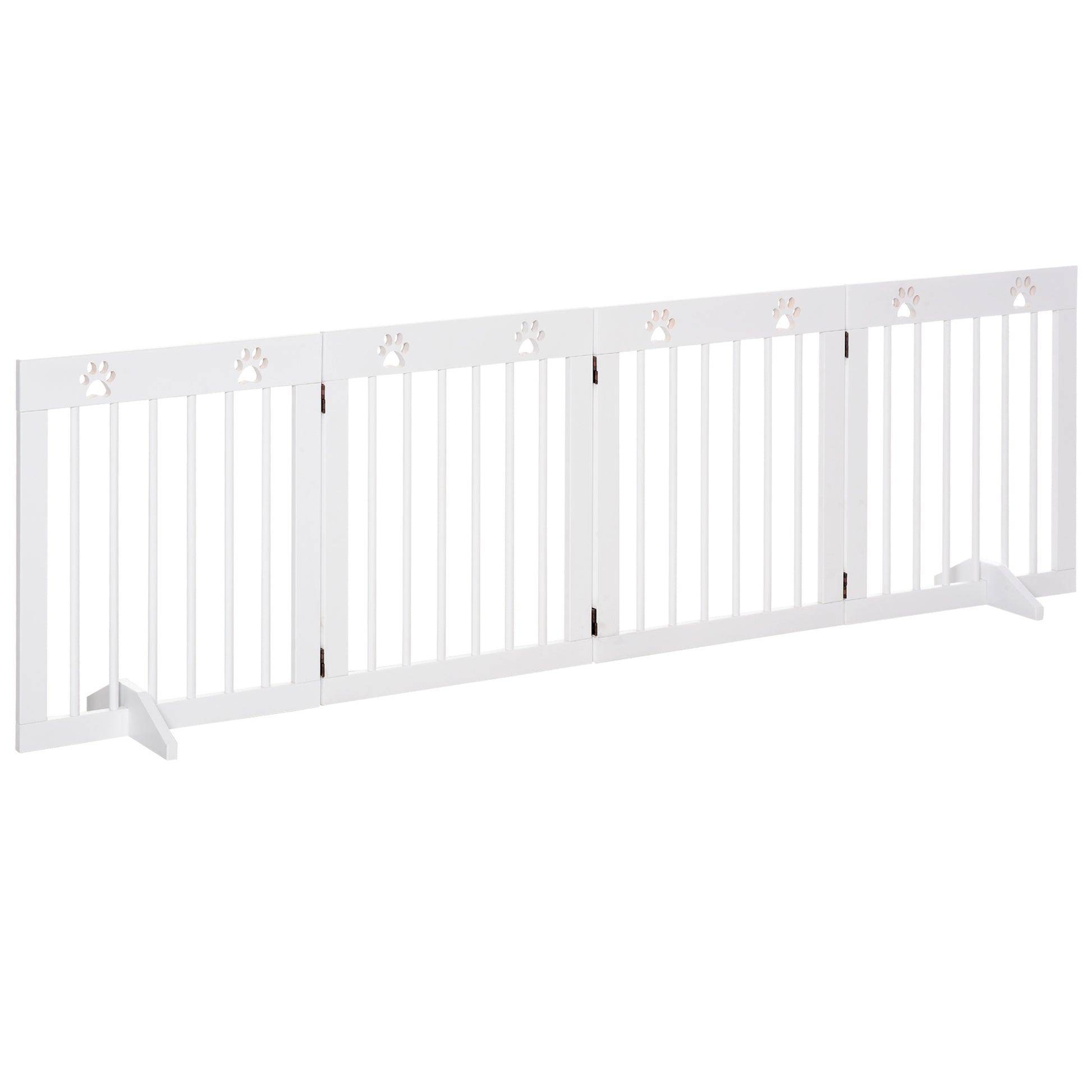 Pawhut Barrera De Seguridad Plegable Para Perros 4 Paneles 204x30x61cm Blanco_0